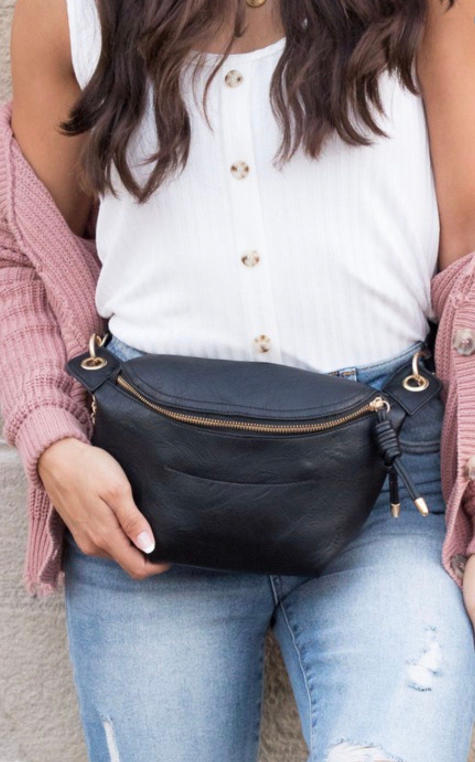 Vegan Leather Transitional Crossbody- bum bag