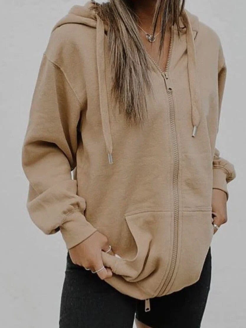 Oversized fit zip up tunic hoodie , Loose Fit hoodie, long hoodie, long zip up jacket